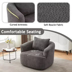 Whisen 38.2 Upholstered Swivel Barrel Chair with Pillow
