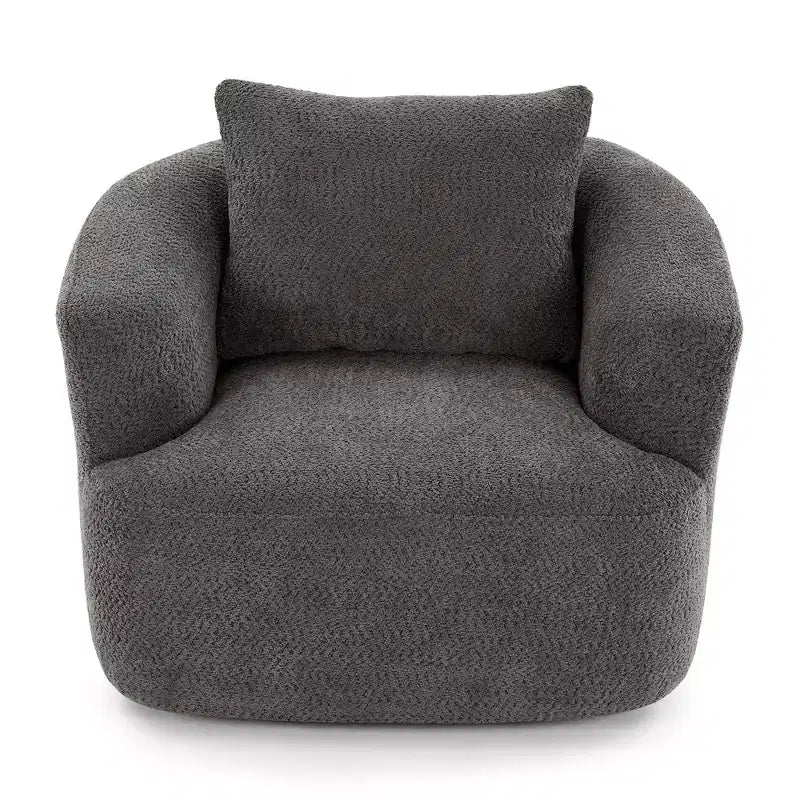 Whisen 38.2 Upholstered Swivel Barrel Chair with Pillow