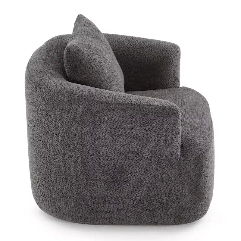 Whisen 38.2 Upholstered Swivel Barrel Chair with Pillow