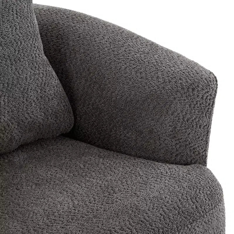 Whisen 38.2 Upholstered Swivel Barrel Chair with Pillow