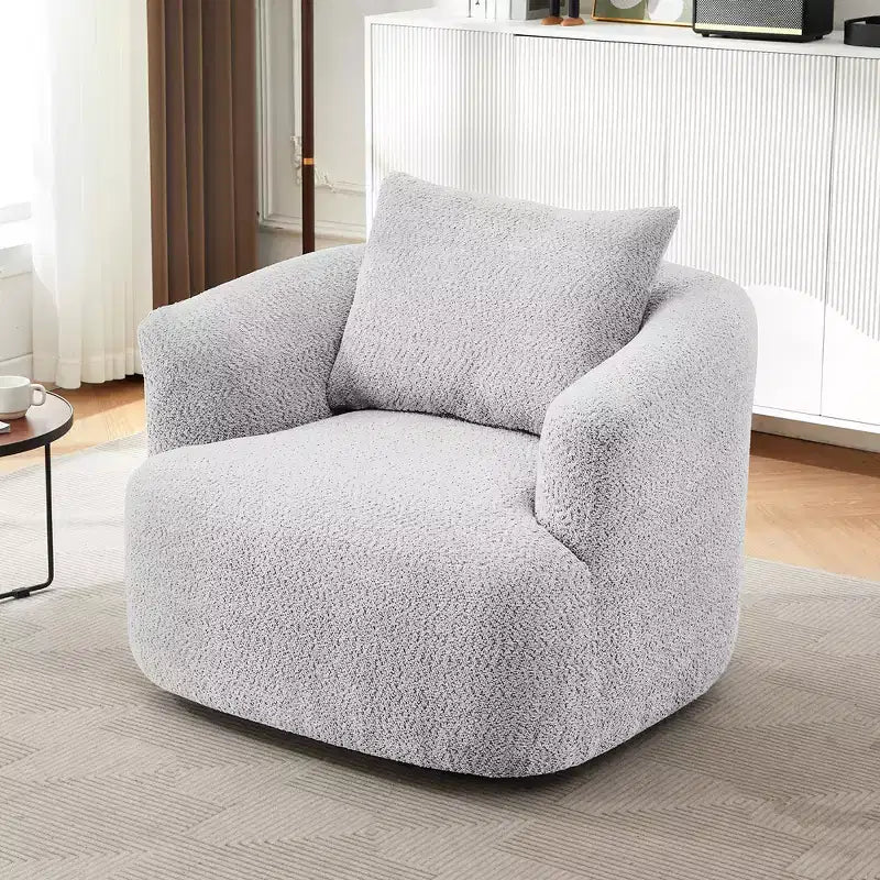 Whisen 38.2 Upholstered Swivel Barrel Chair with Pillow