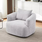 Whisen 38.2 Upholstered Swivel Barrel Chair with Pillow