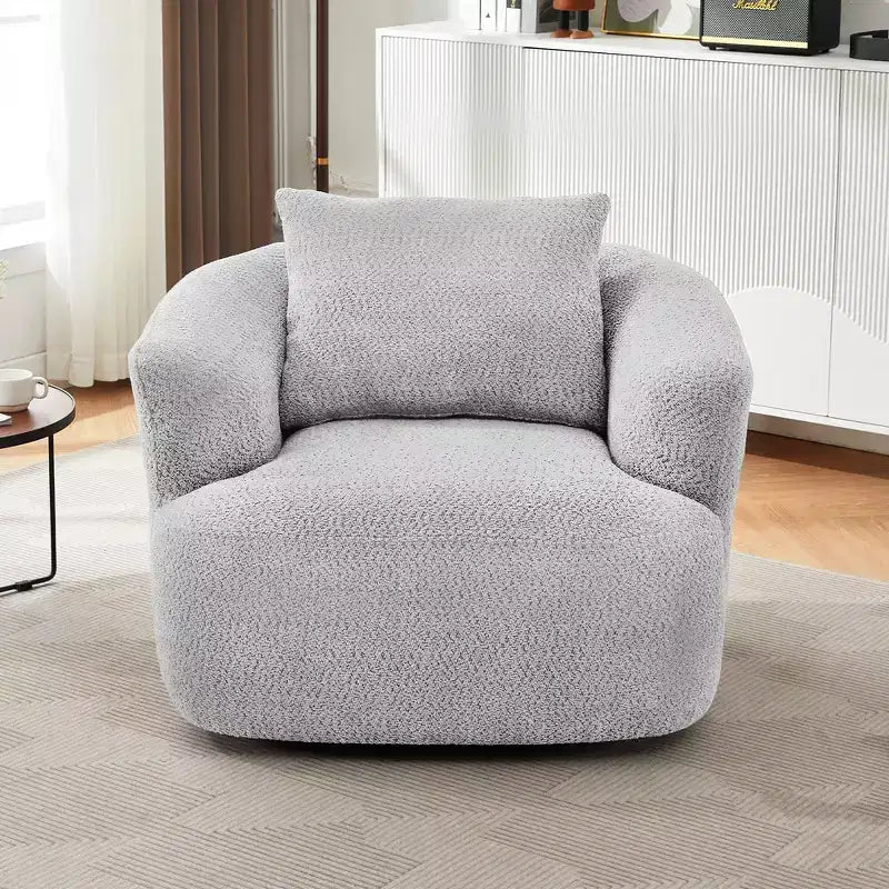 Whisen 38.2 Upholstered Swivel Barrel Chair with Pillow