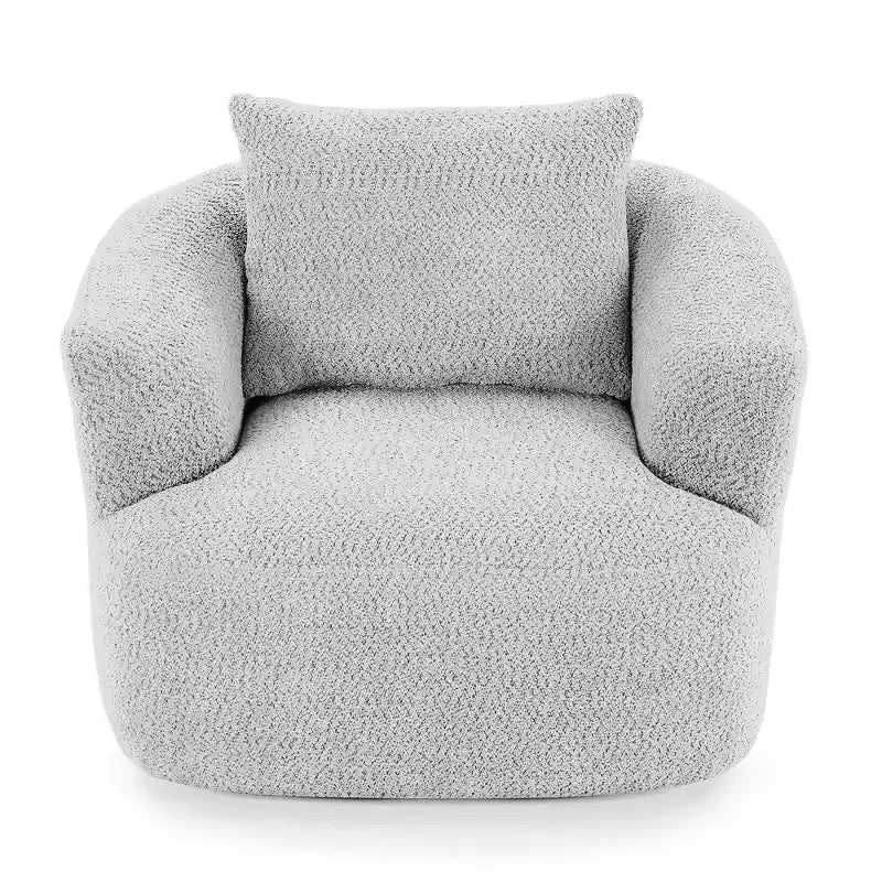 Whisen 38.2 Upholstered Swivel Barrel Chair with Pillow