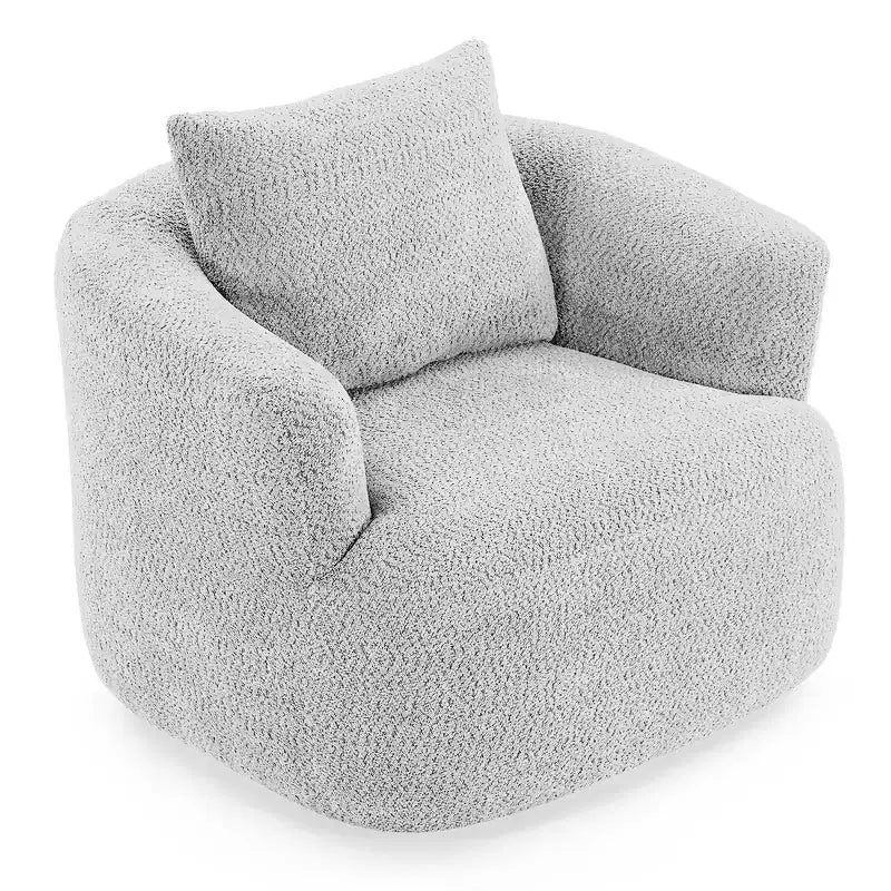 Whisen 38.2 Upholstered Swivel Barrel Chair with Pillow