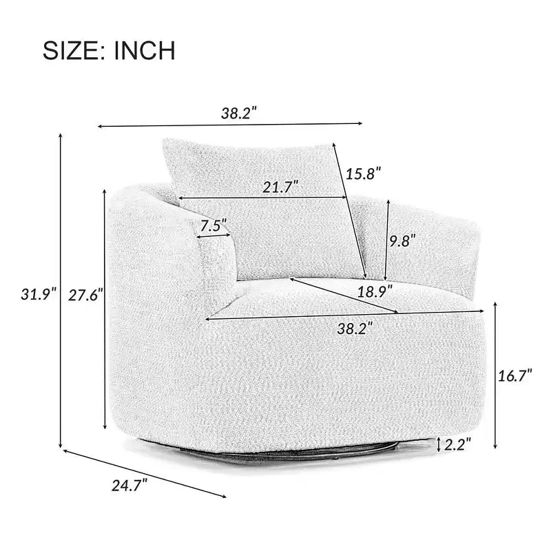 Whisen 38.2 Upholstered Swivel Barrel Chair with Pillow