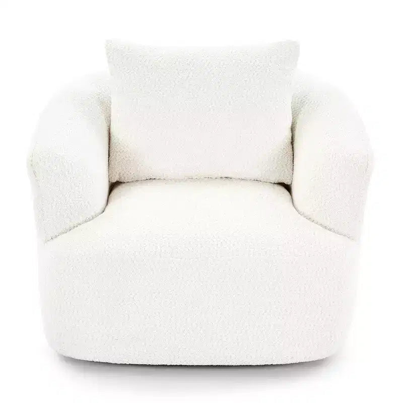 Whisen 38.2 Upholstered Swivel Barrel Chair with Pillow