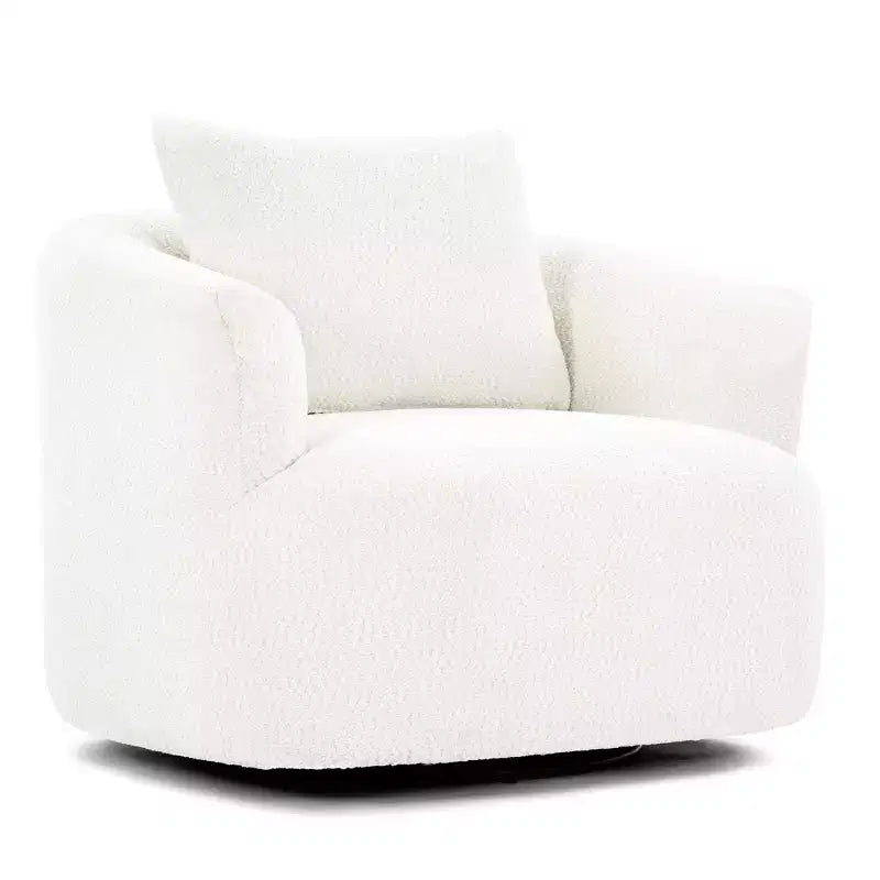 Whisen 38.2 Upholstered Swivel Barrel Chair with Pillow