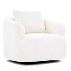 Whisen 38.2 Upholstered Swivel Barrel Chair with Pillow