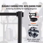 VEVOR Crowd Control Stanchions, 6-Pack Crowd Control Barriers, Carbon Steel Baking Painted Stanchion Queue Post with Sign Holder,Black