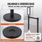 VEVOR Crowd Control Stanchions, 6-Pack Crowd Control Barriers, Carbon Steel Baking Painted Stanchion Queue Post with Sign Holder,Black
