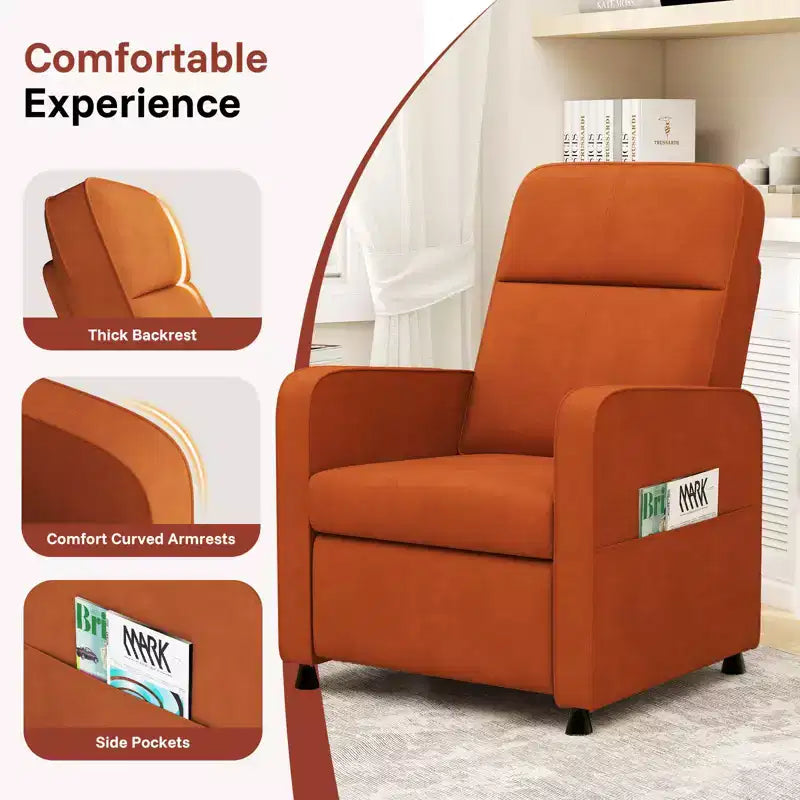 Skyzoo Electric Recliner Chair with Adjustable Backrest & Footrest, Upholstered Recliner Sofa, for Living Room, Nursery