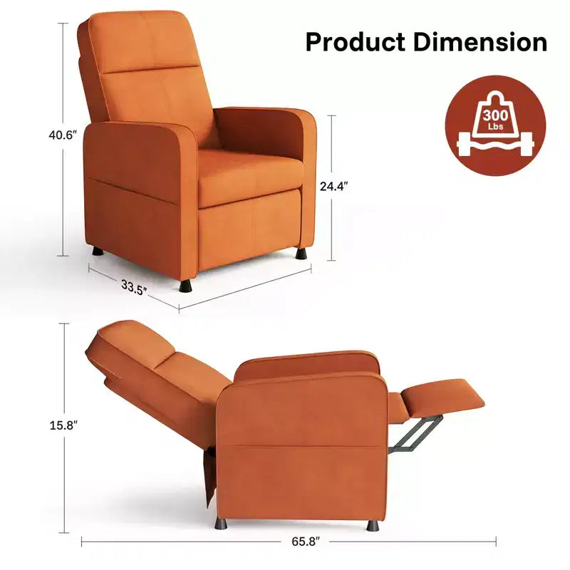 Skyzoo Electric Recliner Chair with Adjustable Backrest & Footrest, Upholstered Recliner Sofa, for Living Room, Nursery