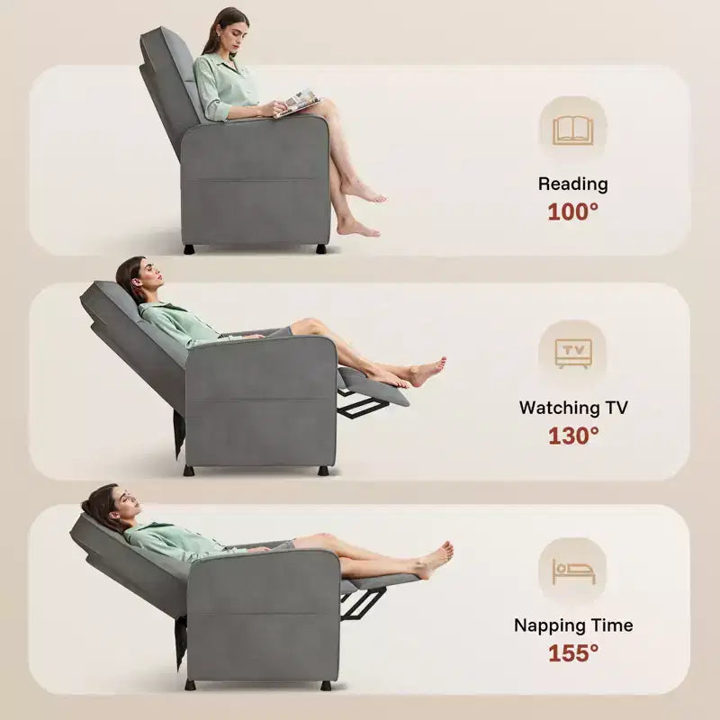 Skyzoo Electric Recliner Chair with Adjustable Backrest & Footrest, Upholstered Recliner Sofa, for Living Room, Nursery
