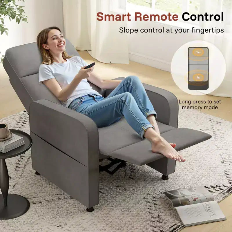 Skyzoo Electric Recliner Chair with Adjustable Backrest & Footrest, Upholstered Recliner Sofa, for Living Room, Nursery