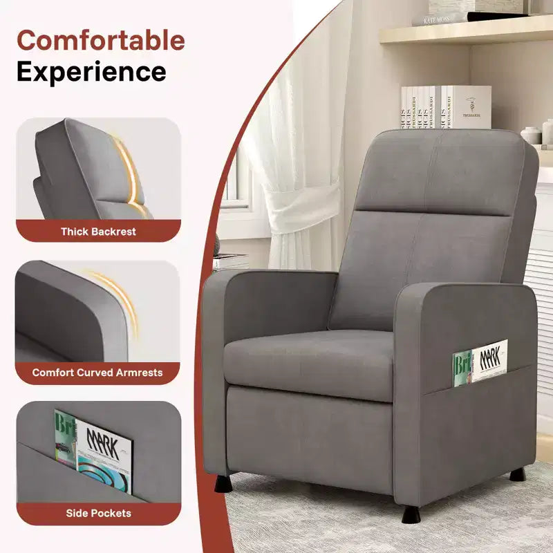 Skyzoo Electric Recliner Chair with Adjustable Backrest & Footrest, Upholstered Recliner Sofa, for Living Room, Nursery