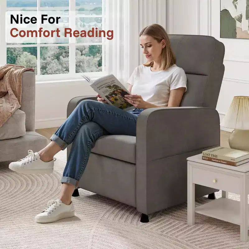 Skyzoo Electric Recliner Chair with Adjustable Backrest & Footrest, Upholstered Recliner Sofa, for Living Room, Nursery
