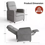 Skyzoo Electric Recliner Chair with Adjustable Backrest & Footrest, Upholstered Recliner Sofa, for Living Room, Nursery