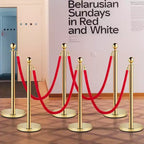 VEVOR 6-Piece Silver Crowd Management Set, Stainless Posts with Red Retractable Rope, 38In Height, Suitable for Indoor & Outdoor,Gold