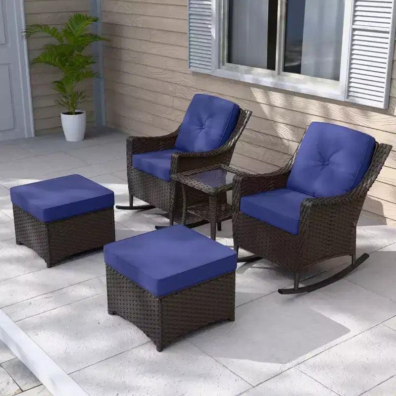 EAGLE PEAK Coastal Vista 3 Piece Patio Bistro Set with Side Table, Includes 2 Patio Chairs for Patio, Porch, Garden, Poolside