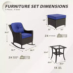 EAGLE PEAK Coastal Vista 3 Piece Patio Bistro Set with Side Table, Includes 2 Patio Chairs for Patio, Porch, Garden, Poolside