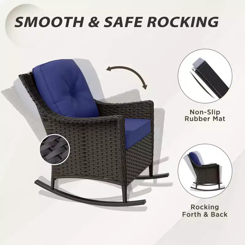 EAGLE PEAK Coastal Vista 3 Piece Patio Bistro Set with Side Table, Includes 2 Patio Chairs for Patio, Porch, Garden, Poolside