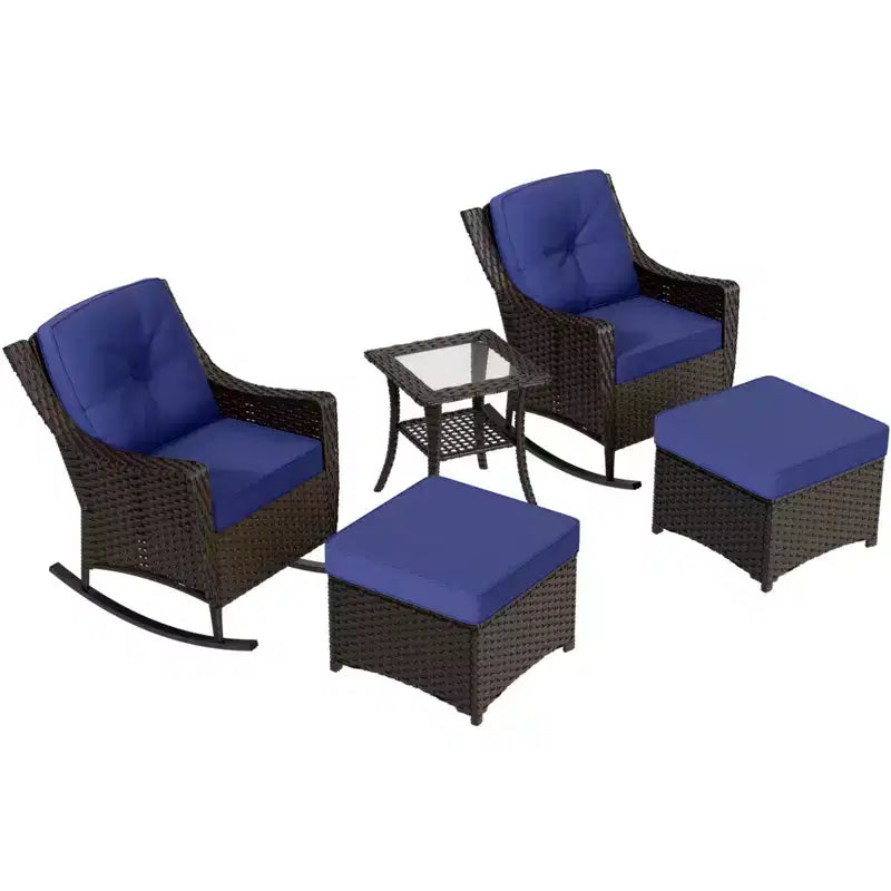EAGLE PEAK Coastal Vista 3 Piece Patio Bistro Set with Side Table, Includes 2 Patio Chairs for Patio, Porch, Garden, Poolside