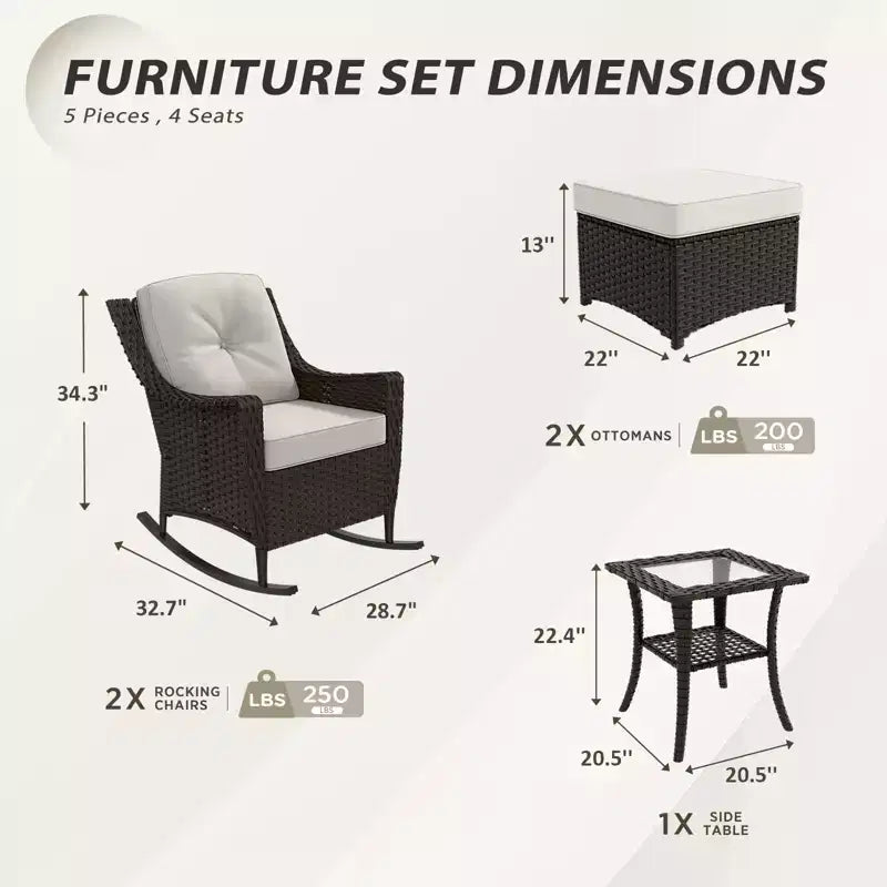 EAGLE PEAK Coastal Vista 3 Piece Patio Bistro Set with Side Table, Includes 2 Patio Chairs for Patio, Porch, Garden, Poolside