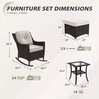 EAGLE PEAK Coastal Vista 3 Piece Patio Bistro Set with Side Table, Includes 2 Patio Chairs for Patio, Porch, Garden, Poolside