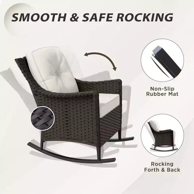 EAGLE PEAK Coastal Vista 3 Piece Patio Bistro Set with Side Table, Includes 2 Patio Chairs for Patio, Porch, Garden, Poolside