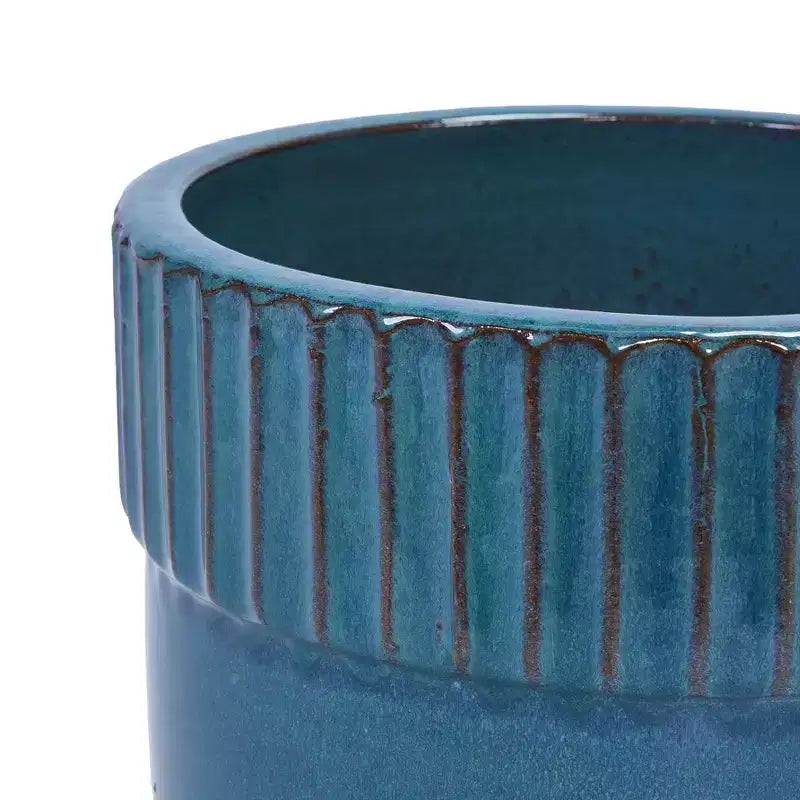 MAYEERTY 3-Piece Ceramic Flowerpot Modern Indoor Outdoor Planter Antique Blue for Garden Patio