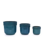 MAYEERTY 3-Piece Ceramic Flowerpot Modern Indoor Outdoor Planter Antique Blue for Garden Patio