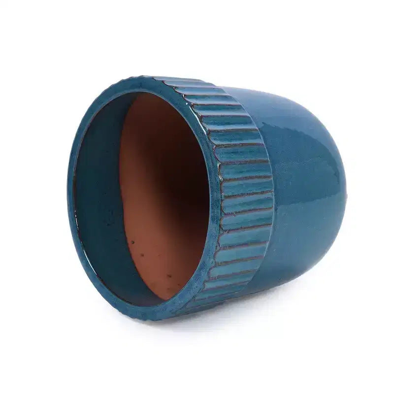 MAYEERTY 3-Piece Ceramic Flowerpot Modern Indoor Outdoor Planter Antique Blue for Garden Patio
