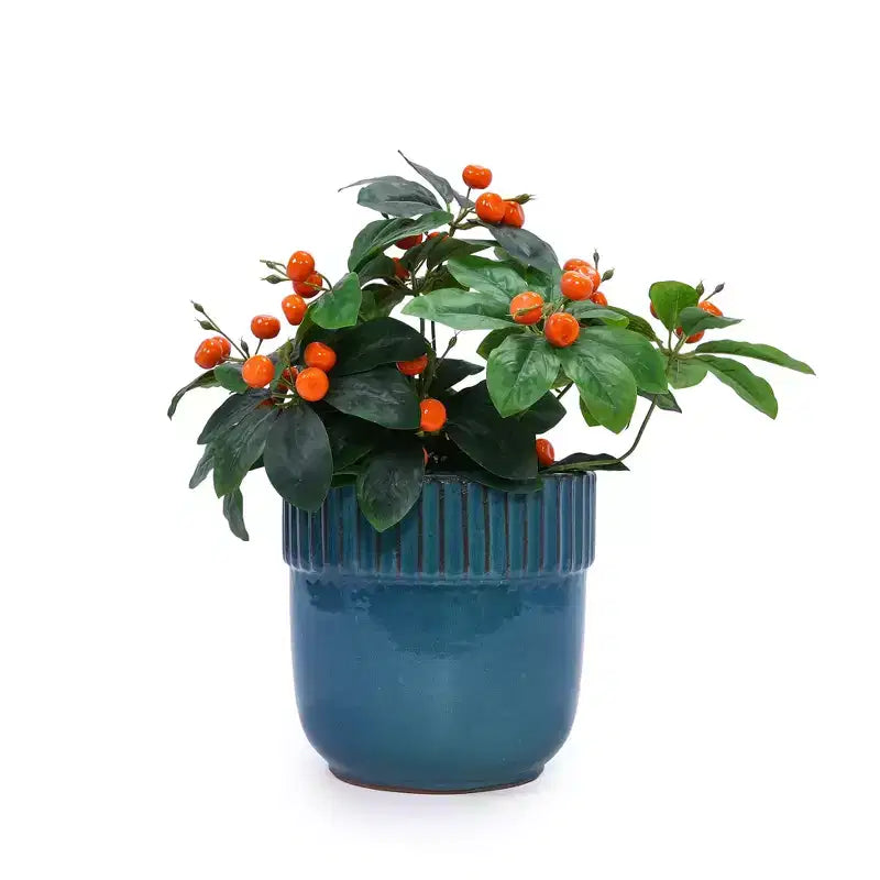 MAYEERTY 3-Piece Ceramic Flowerpot Modern Indoor Outdoor Planter Antique Blue for Garden Patio