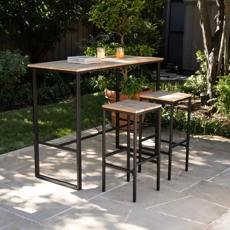 Venallo 3pc Indoor/Outdoor Space Saving Bar Set - Natural - SEI