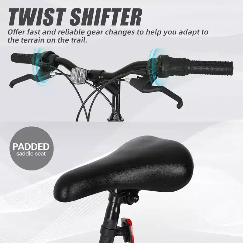 hykolity 26 27.5 Wheel Mountain Bike, 18 Speed MTB Women Men Bicycle with Adjustable Saddle, Full Suspension for Outdoor Cycling