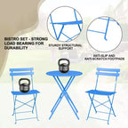 3-Piece Folding Bistro Set, Foldable Patio Table & 2 Chairs with Premium Frame for Outdoor Garden, Balcony, and Patio