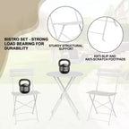 3-Piece Folding Bistro Set, Foldable Patio Table & 2 Chairs with Premium Frame for Outdoor Garden, Balcony, and Patio
