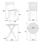 3-Piece Folding Bistro Set, Foldable Patio Table & 2 Chairs with Premium Frame for Outdoor Garden, Balcony, and Patio