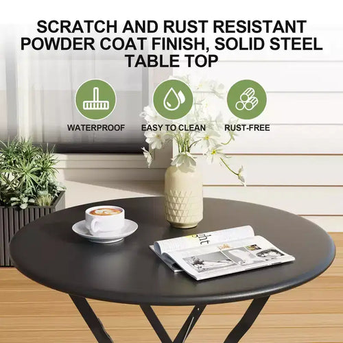 3-Piece Folding Bistro Set, Foldable Patio Table & 2 Chairs with Premium Frame for Outdoor Garden, Balcony, and Patio