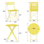 3-Piece Folding Bistro Set, Foldable Patio Table & 2 Chairs with Premium Frame for Outdoor Garden, Balcony, and Patio