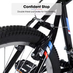 BAMCBASE 24 26 Mountain Bike, 18 Speeds High-Carbon Steel Frame, Sport Cycling MTB Bicycle for Adult