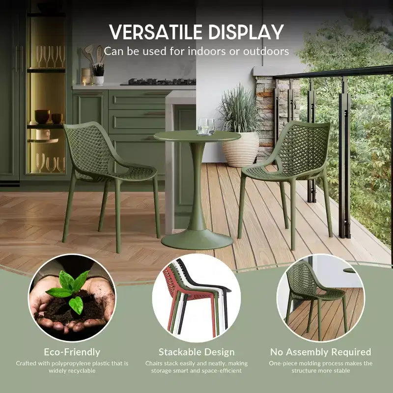 WestinTrends Playa 3-Piece Outdoor Resin Patio Bistro Table Set with Stackable Patio Dining Side Chairs For 2