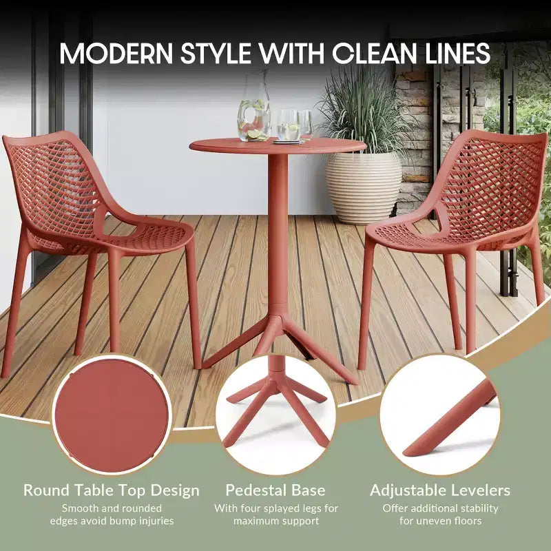 WestinTrends Playa 3-Piece Outdoor Resin Patio Bistro Table Set with Stackable Patio Dining Side Chairs For 2
