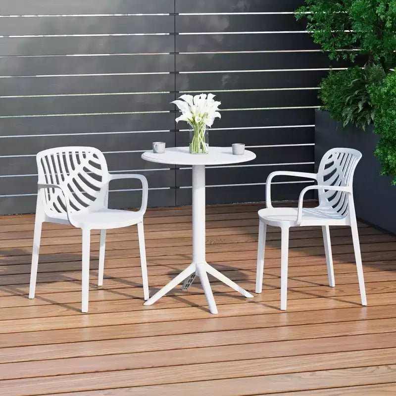 WestinTrends Playa 3-Piece Outdoor Resin Patio Bistro Table Set with Stackable Patio Dining Side Chairs For 2