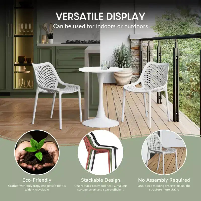 WestinTrends Playa 3-Piece Outdoor Resin Patio Bistro Table Set with Stackable Patio Dining Side Chairs For 2