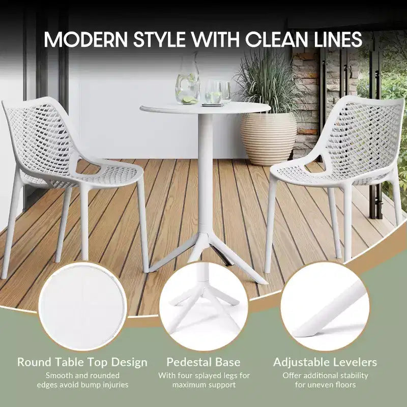 WestinTrends Playa 3-Piece Outdoor Resin Patio Bistro Table Set with Stackable Patio Dining Side Chairs For 2
