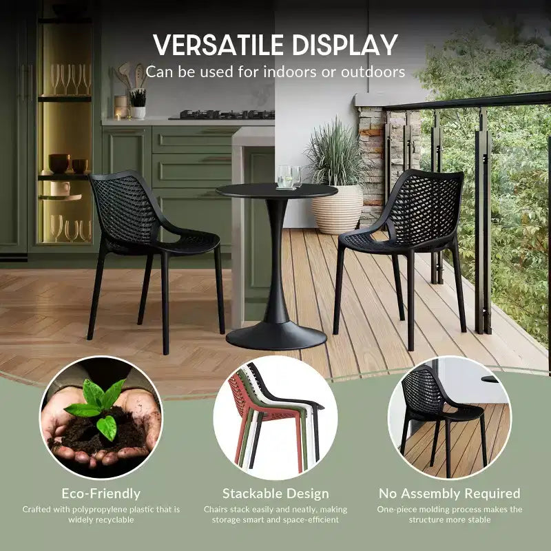 WestinTrends Playa 3-Piece Outdoor Resin Patio Bistro Table Set with Stackable Patio Dining Side Chairs For 2