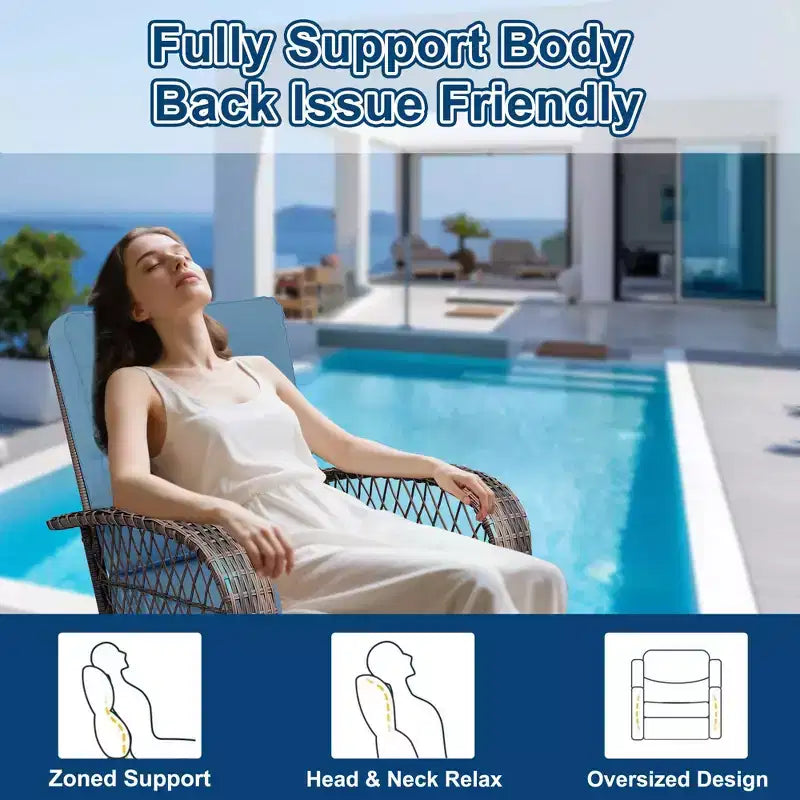 3 Pieces Outdoor Swivel Patio Rocking Chairs, Wicker Patio Bistro Furniture Set with Thickened Cushions and Tempered Glass Top Side Table for Porch