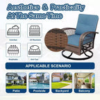 3 Pieces Outdoor Swivel Patio Rocking Chairs, Wicker Patio Bistro Furniture Set with Thickened Cushions and Tempered Glass Top Side Table for Porch